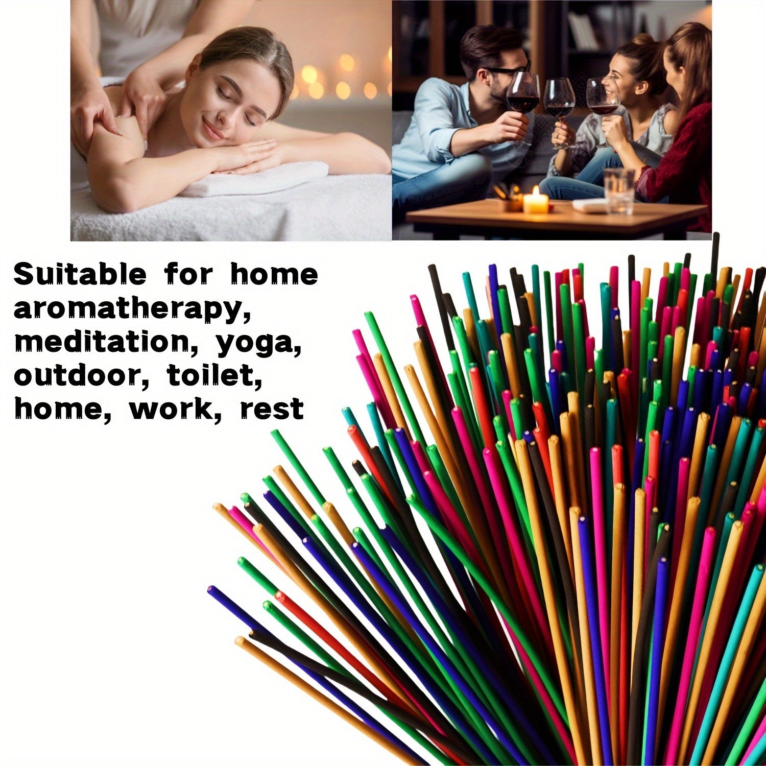 Paquete de varillas de incienso aromático mixto para yoga, meditación y uso en exteriores 50/100/150 piezas