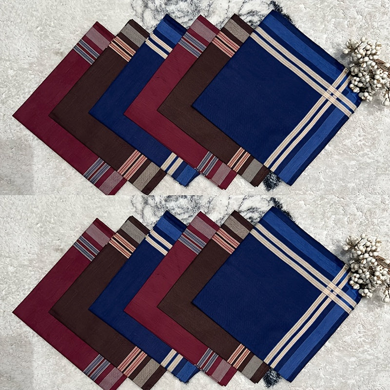 Juego de 12 pañuelos de tela oscuros para hombres, para bolsillos de traje y toallitas para el sudor