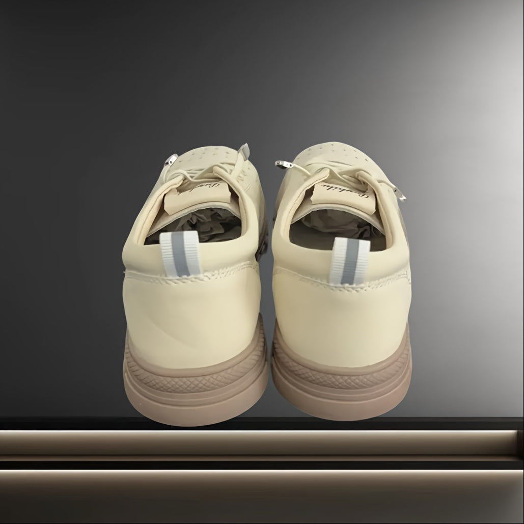 Women's Breathable Faux Leather Loafers with Perforated Design and Cushioned Sole