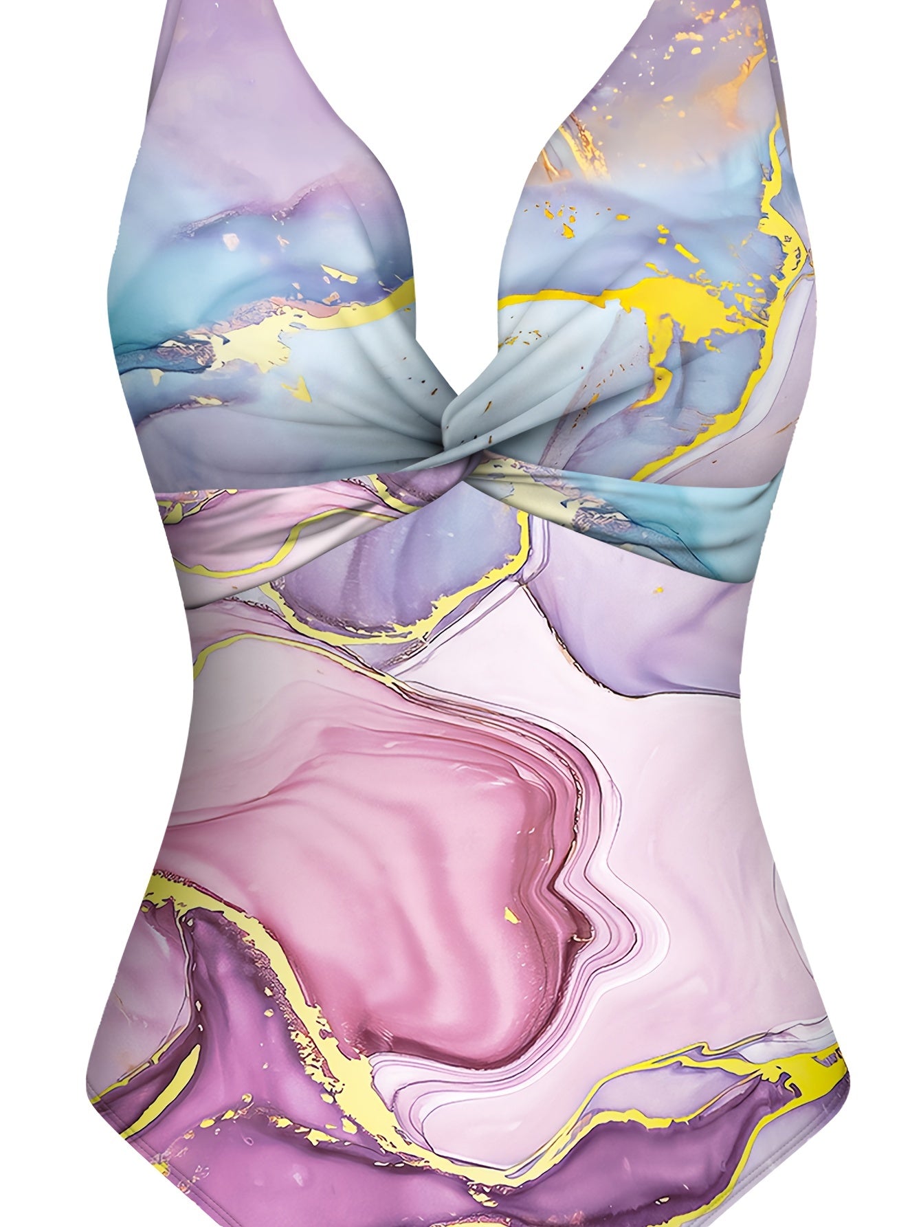 Комплект боди и обертки из мраморного океанского золота с завитком