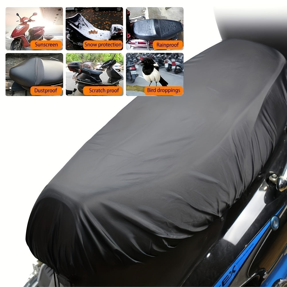 Universal Black 210D Waterproof Motorcycle Rain Seat Cover Dust UV Sun Protection