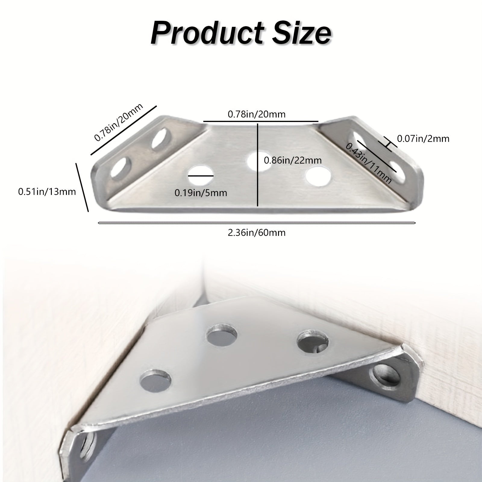 96pcs 12-Angle Steel Corner Brackets with Screws for Furniture and Woodworking