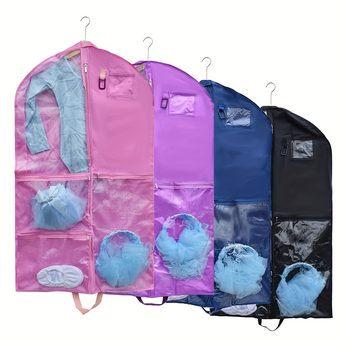 Children's Dance Dress Storage Bag Waterproof Hanging with Dustproof Cover and Transparent Window