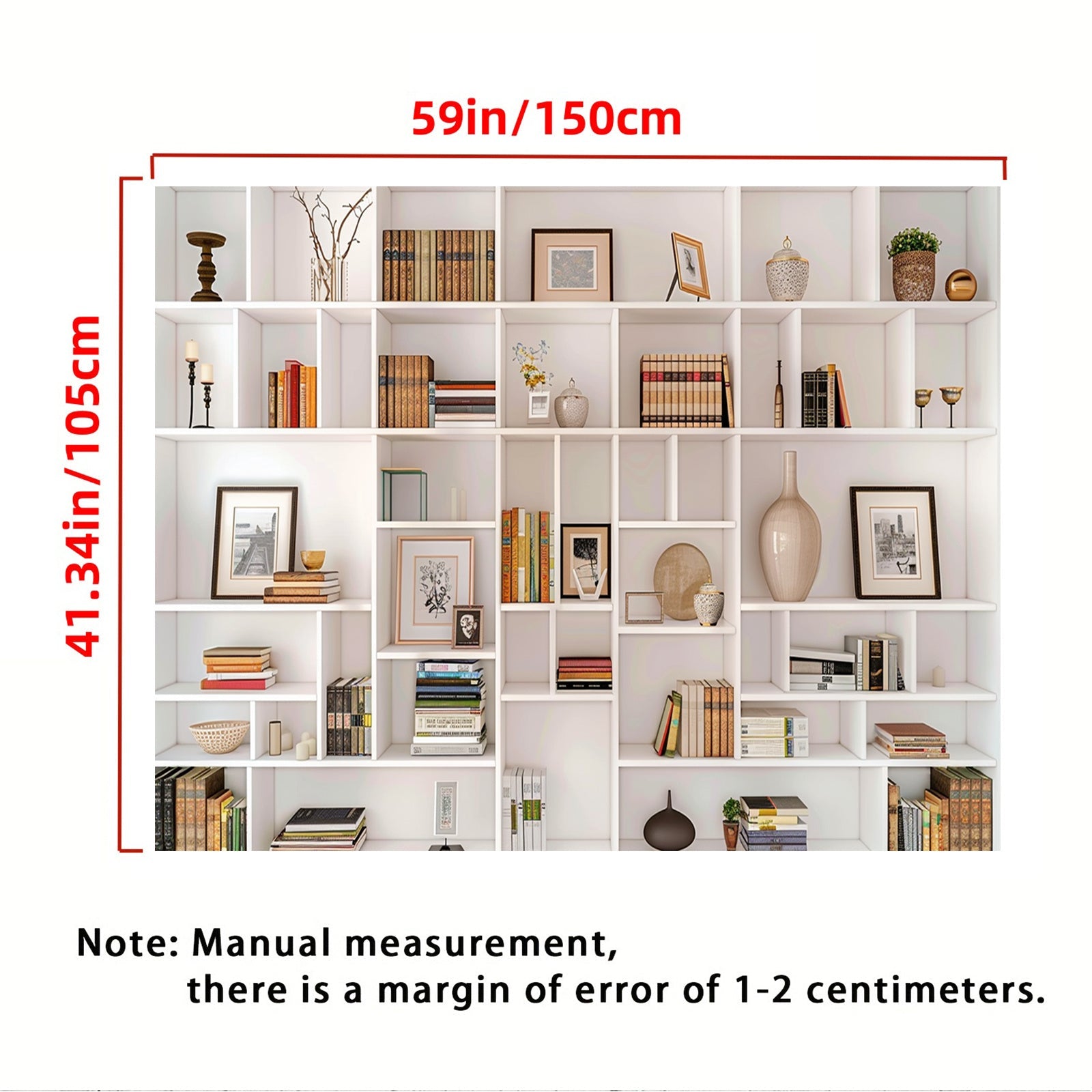 White Bookshelf Backdrop for Office Zoom Calls Parties Polyester No Power