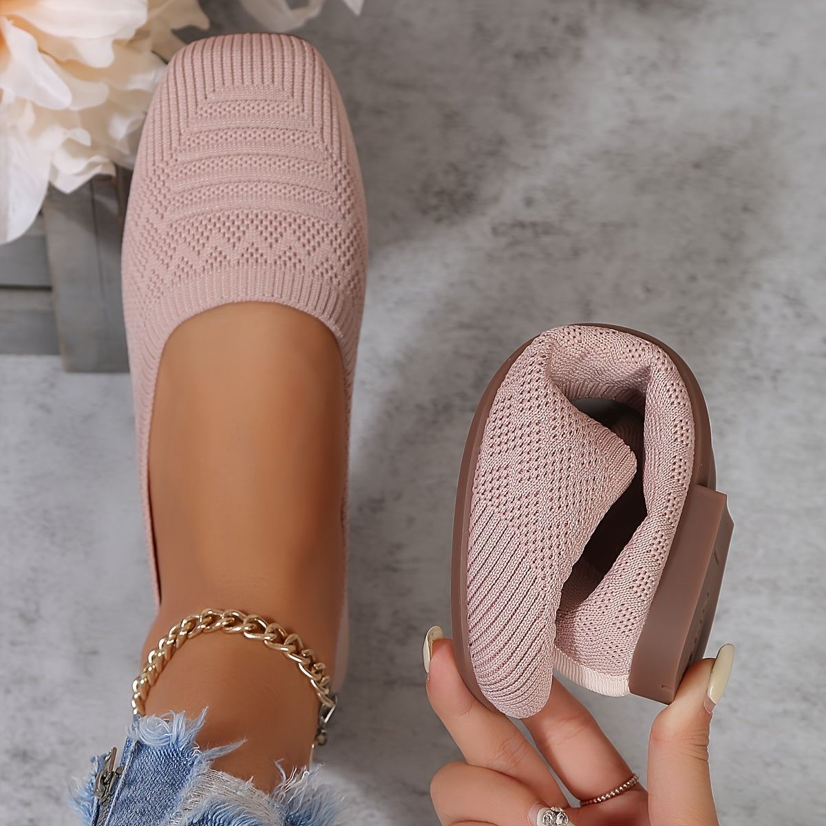 Women's Slip-On Mary Jane Flats Lightweight Square Toe Casual Shoes