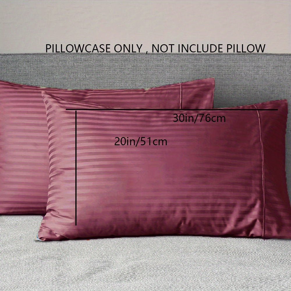 Striped Pillowcases Soft Breathable Woven Polyester Machine Washable Lightweight 90gsm