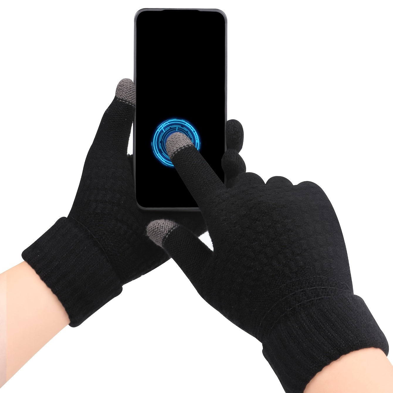 Women's Winter Touchscreen Gloves 4 Pack Cashmere Lined Knitted Gloves with Elastic Cuffs