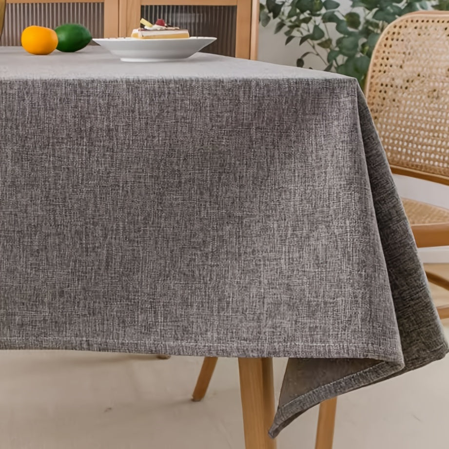 Mantel de poliéster gris impermeable para mesa rectangular de comedor
