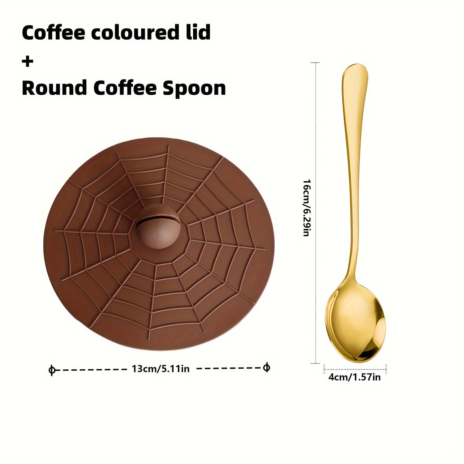 Silicone Cup Lid with Spoon Set Reusable Leakproof Cover for Ceramic Glass Tea Mug
