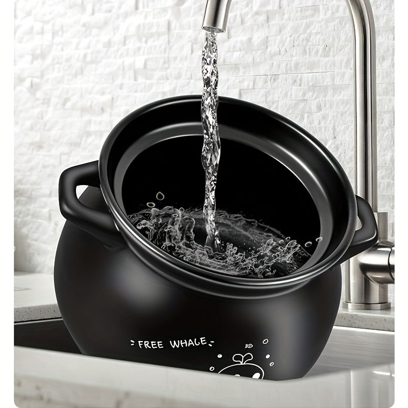 Qora Katta Baliq Keramika Sekin Pishirgich, Issiqlikka chidamli qumqoʻy, Gaz pechka bilan mos keladi