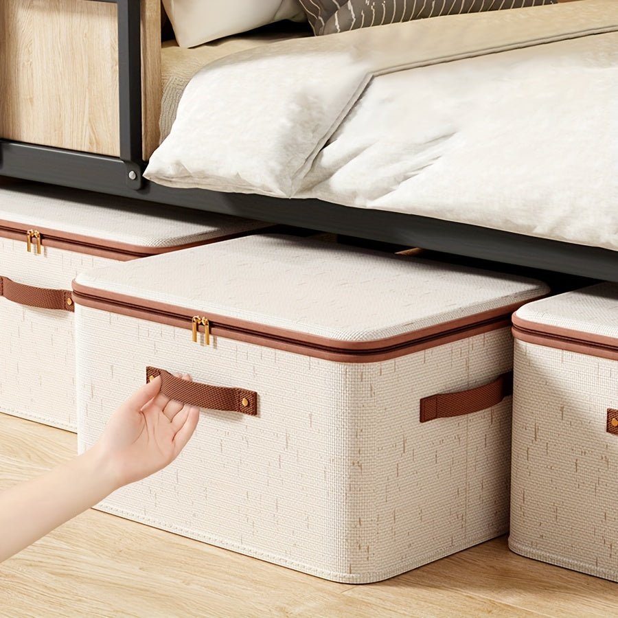 Caja de almacenamiento plegable para ropa con tapa, organizador para debajo de la cama, de cáñamo