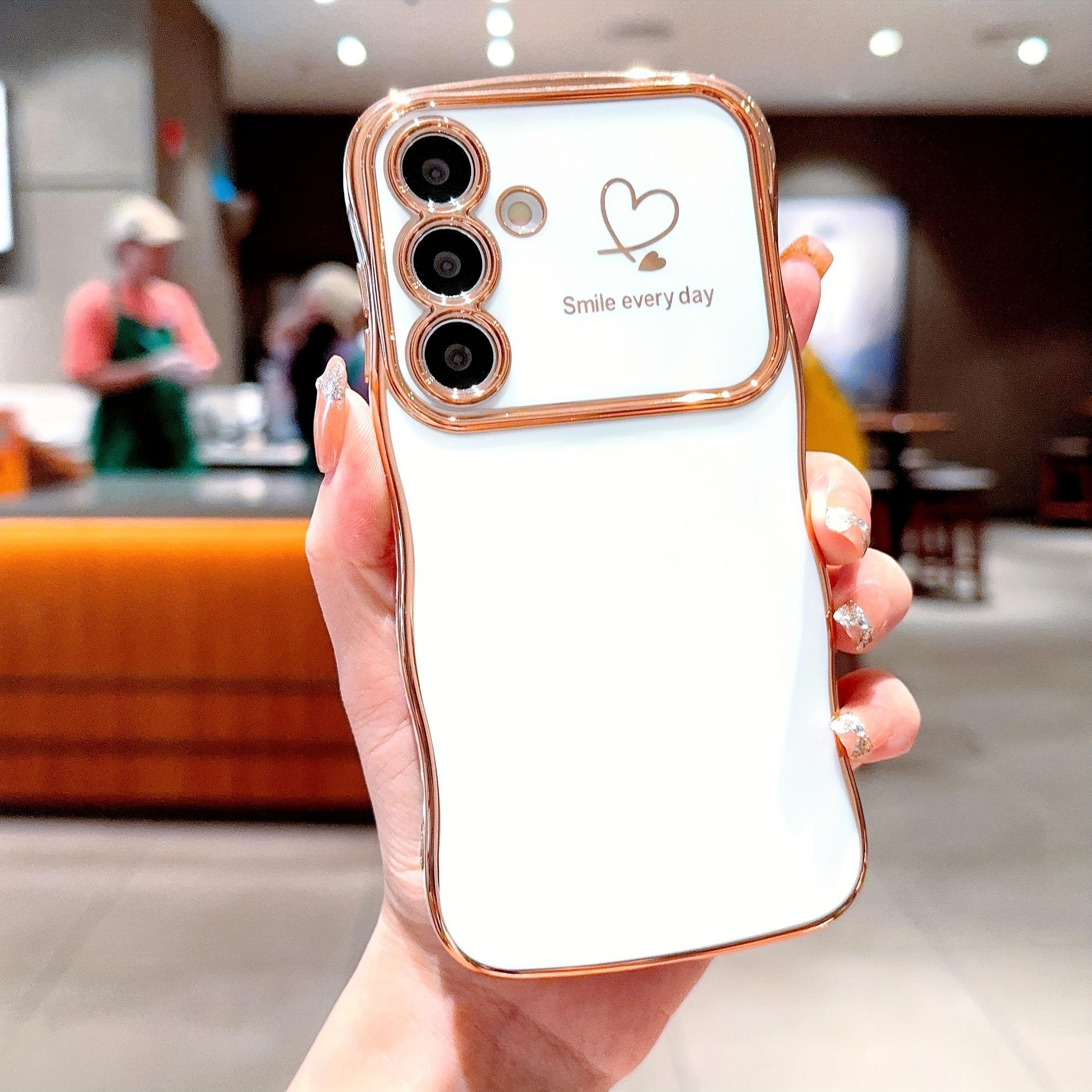 Wave-Shaped Double Heart Electroplated Phone Case for Samsung Galaxy A16 A15 A55 A35 A14 A54