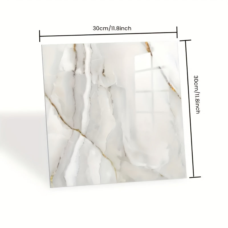 Adhesivos de pared de vinilo de mármol boho cuadrado reutilizables y lavables, PVC de alto brillo para cocina y baño