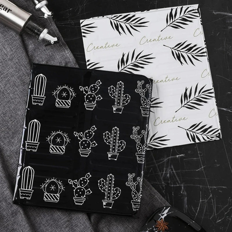 Foldable Aluminum Foil Stove Splash Guard with Tropical Leaf Pattern for Cooking Safety