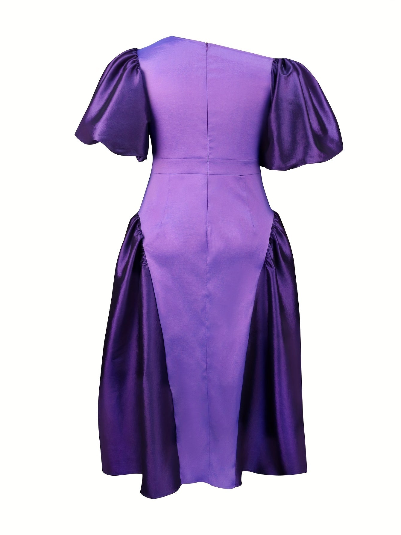 Plus Size Women's Purple Wedding Gown Formal Evening Dress Flared Hem