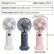 Mini Handheld Fan 1200mAh Battery Portable Silent Cooler for Outdoor Camping