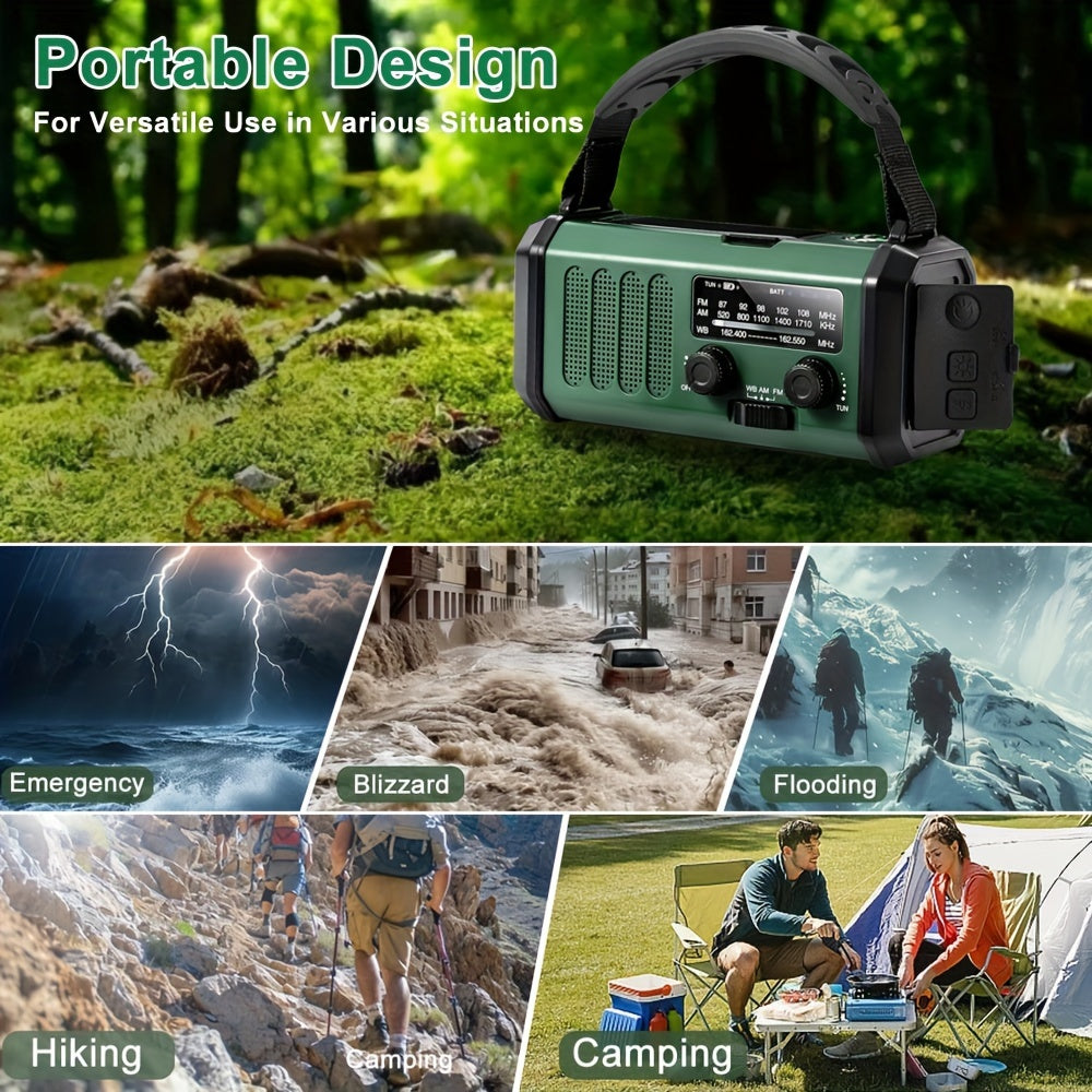 10000mAh Solar Hand Crank Emergency Radio with NOAA Weather, Flashlight and Phone Charger