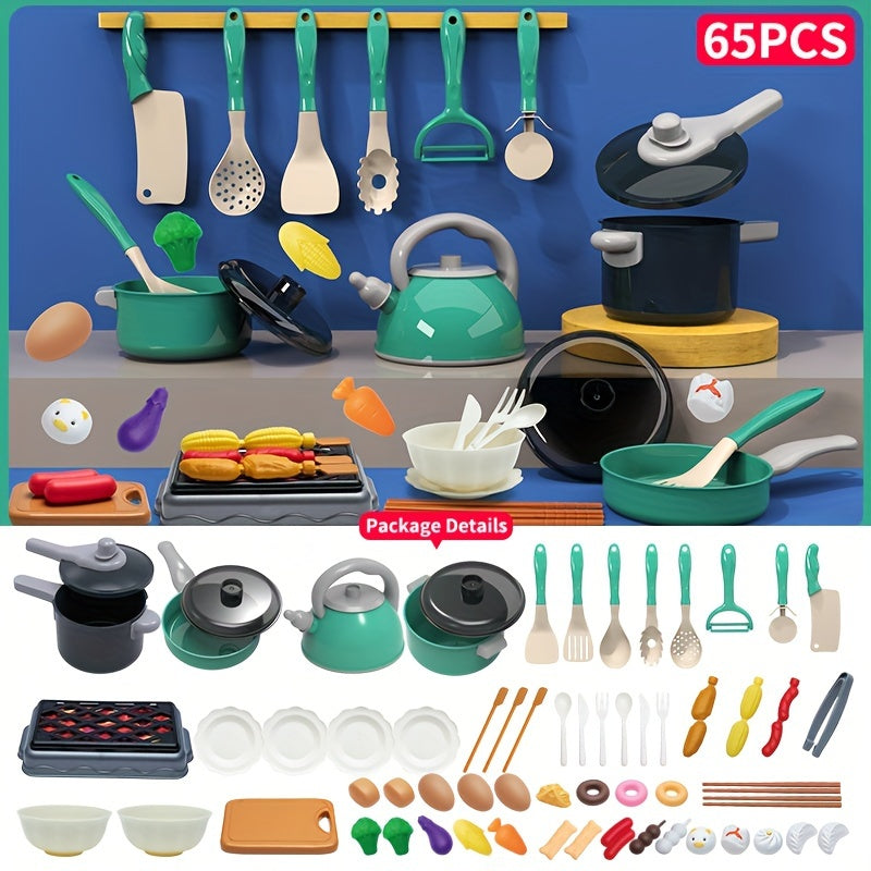 Kids Kitchen Play Set for Children Aged 3 Plus with 32-95 Pieces Including Fruits Vegetables Utensils Colorful Role Play Toy