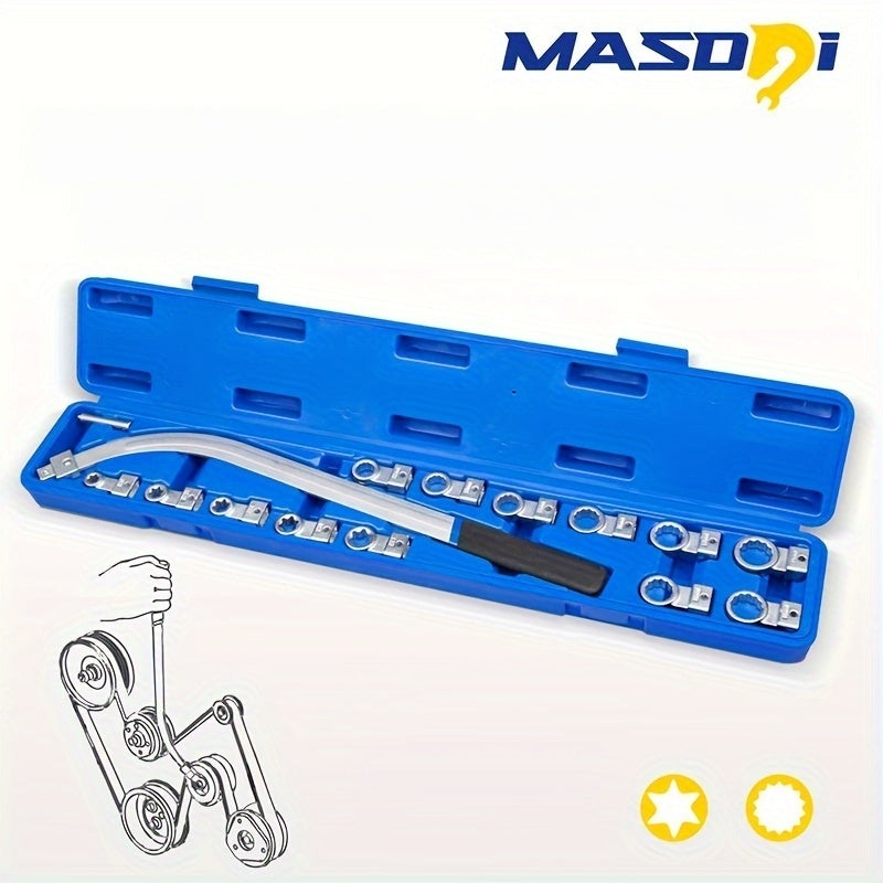 15 Piece Carbon Steel Timing Belt Tensioner Pulley Wrench Set 12-Point 12-19mm