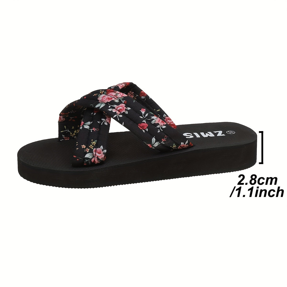 Women's Bohemian Flat Slip-On Sandals with Cross Straps Floral Print