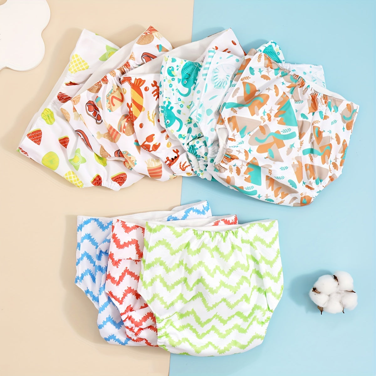 Paquete de 3 pañales de tela reutilizables de algodón para bebés y niños pequeños, pantalones de entrenamiento impermeables