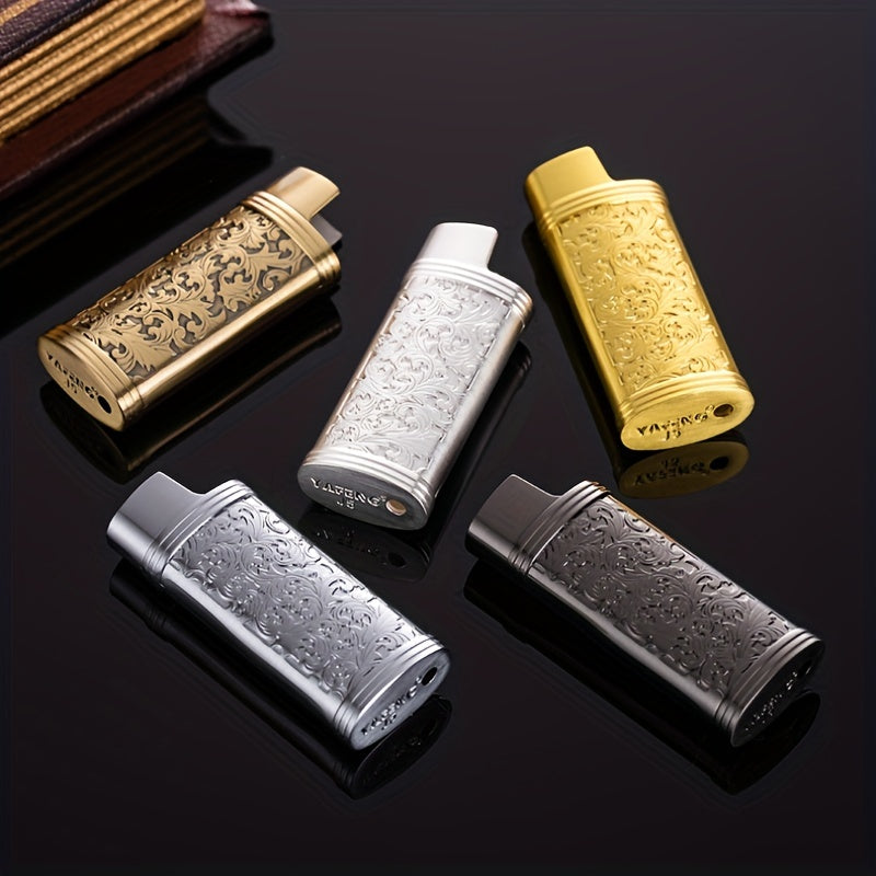 Small Metal Lighter Set Vintage Floral Mini Lighter Cover Holder