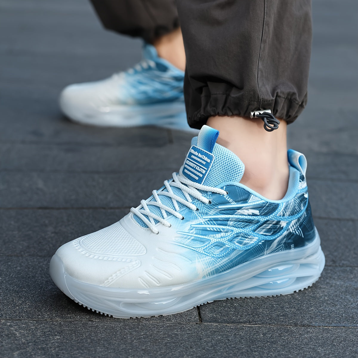 Men's Gradient Running Shoes with Shock Absorption Non-Slip Sole Breathable Fabric All-Season Sneakers