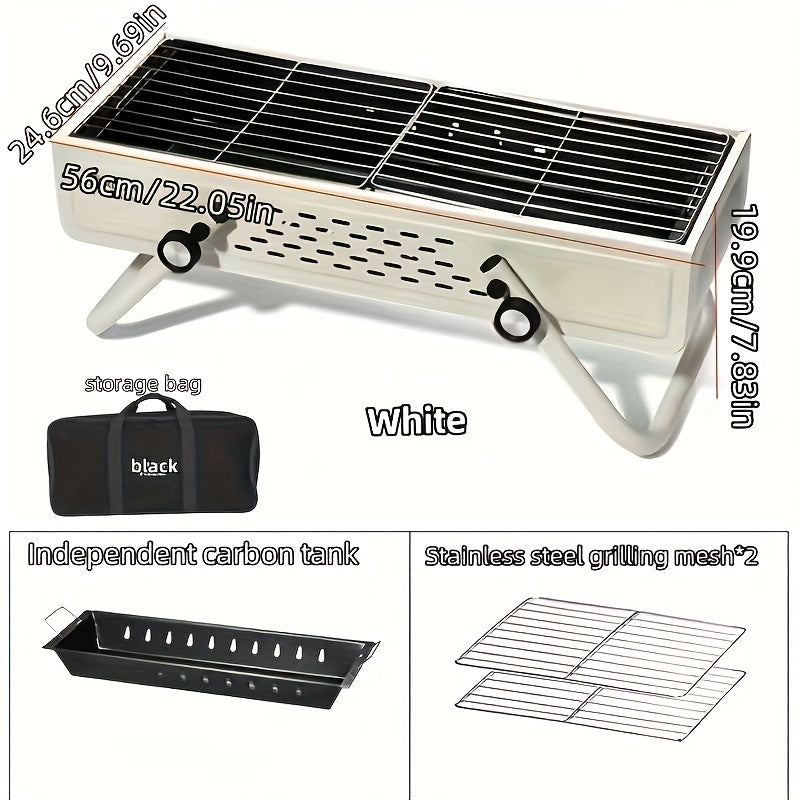 Tashqarida foydalanish uchun ideal portativ burilishli ko'mirli barbekyu grill.