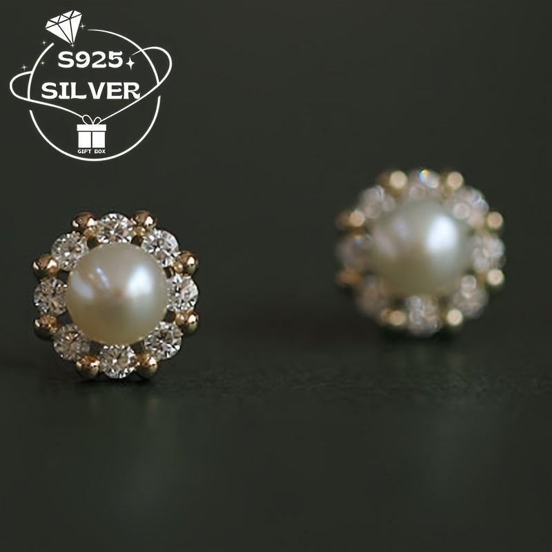 Vintage Charm Freshwater Pearl Earrings 925 Sterling Silver dan tayyorlangan - Gippoallergen - Har kuni kiyish va sovg'a berish uchun ideal - Har mavsumda foydalanish uchun mos.
