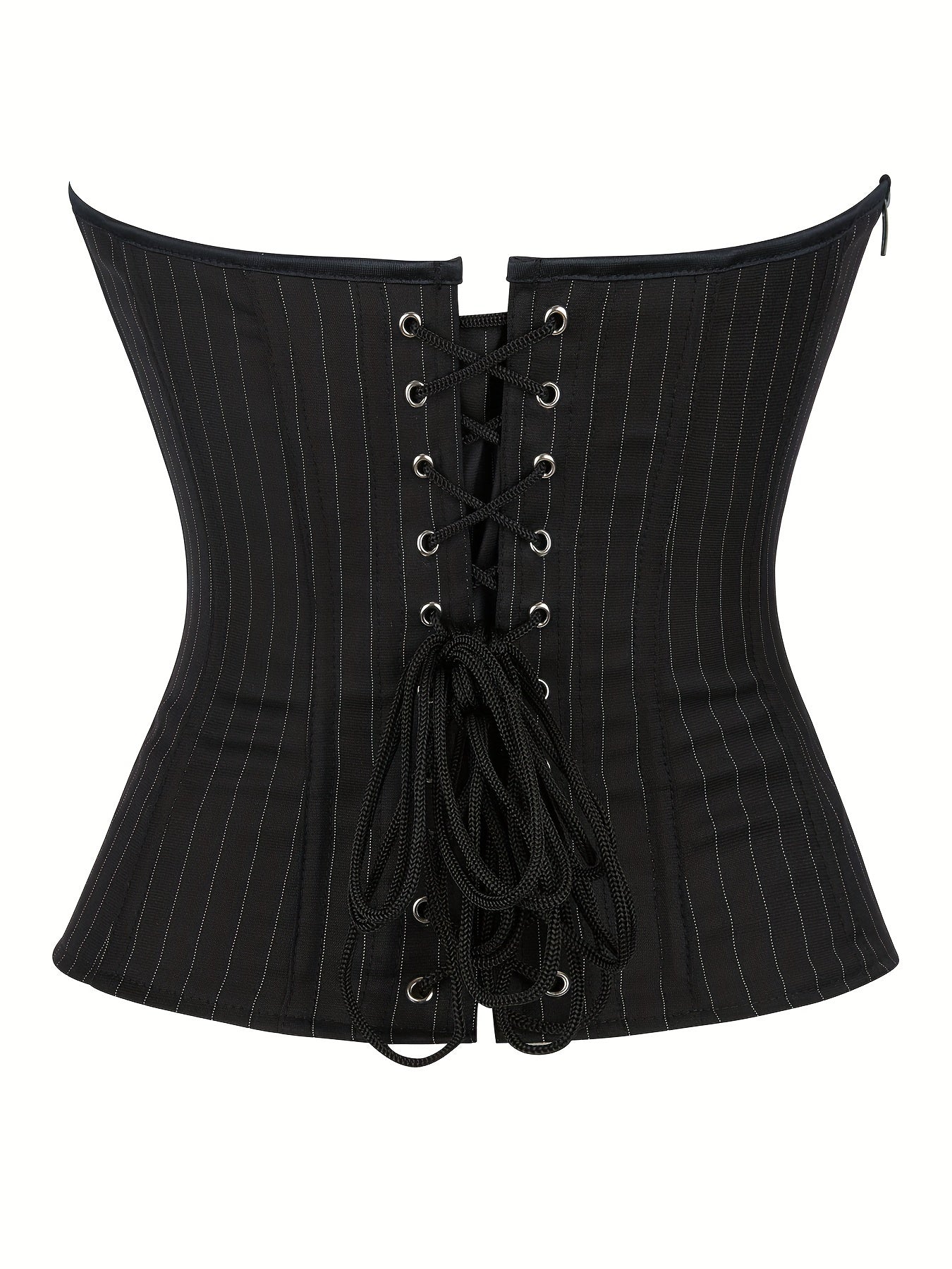 Women's Striped Strapless Corset Top with Built-in Bra Cups and Polyester Elastane Fabric