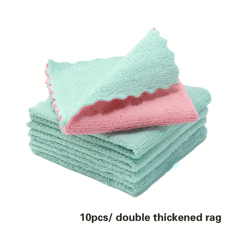 Set of 10 Microfiber Dish Cloths with Double-Sided Design for Kitchen and Home Cleaning