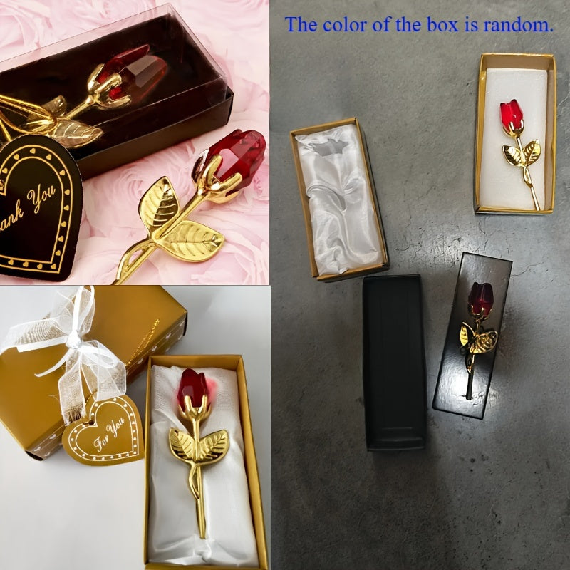 Crystal Glass Rose Figurines for Valentine's Day Christmas Weddings Home Decor
