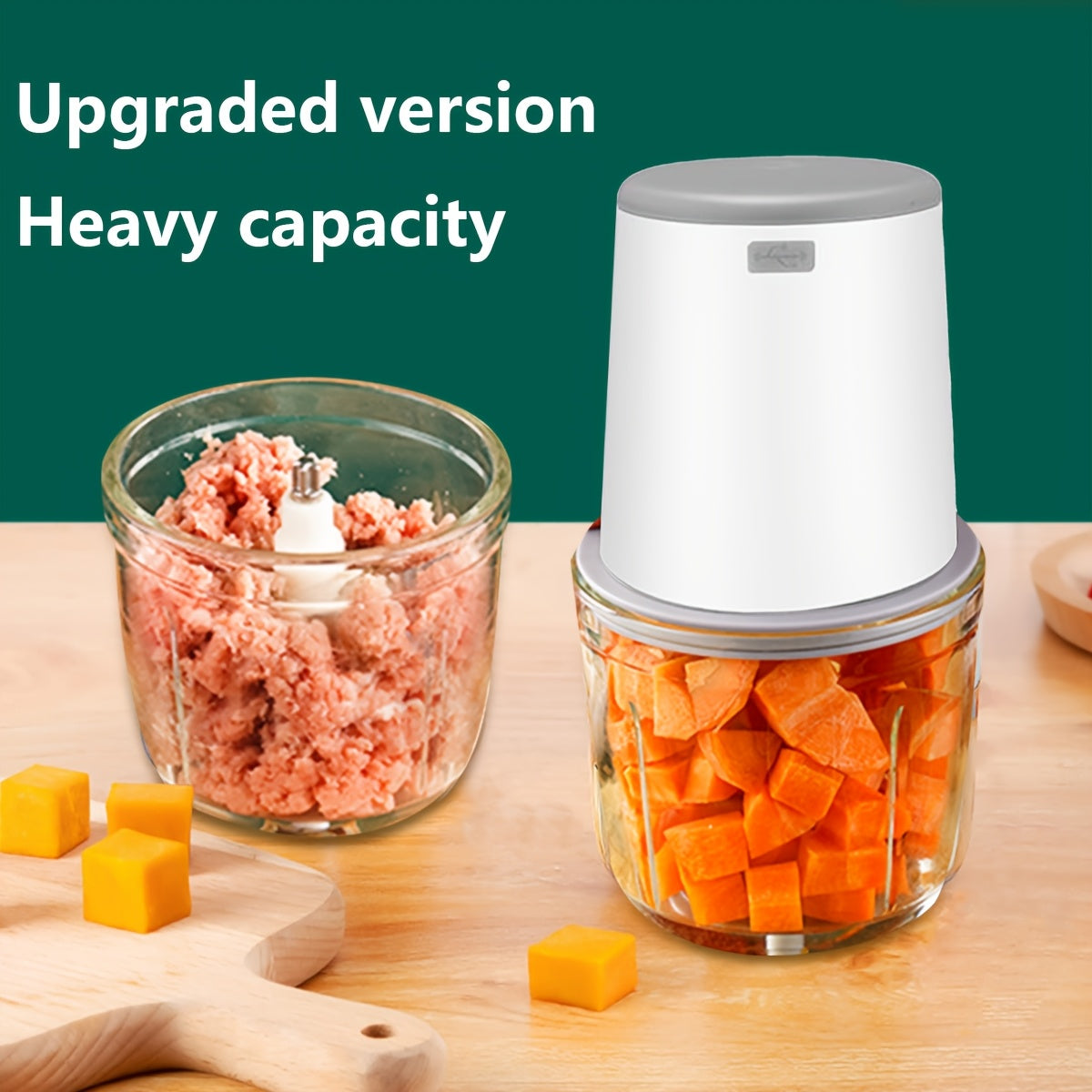 Procesador de alimentos de 600ml con carga USB, batería recargable de 1500mAh, picadora multifuncional para verduras, carne, frutos secos y hierbas