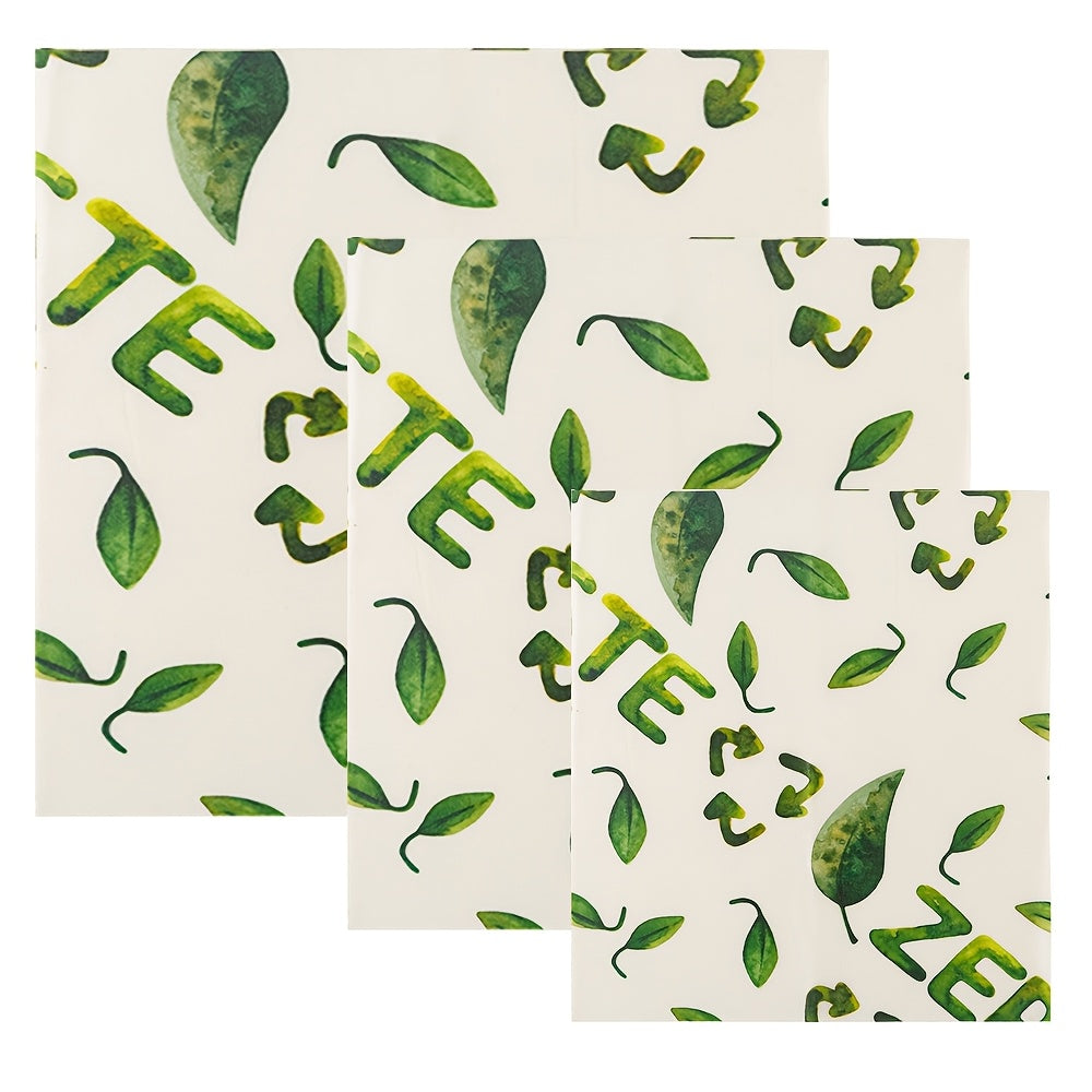 Reusable Beeswax Wraps Set of 3 for Food Storage and Freshness