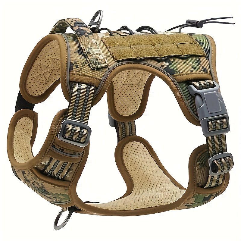 Adjustable Large Dog Harness Reflective Camouflage Polyester Training Control