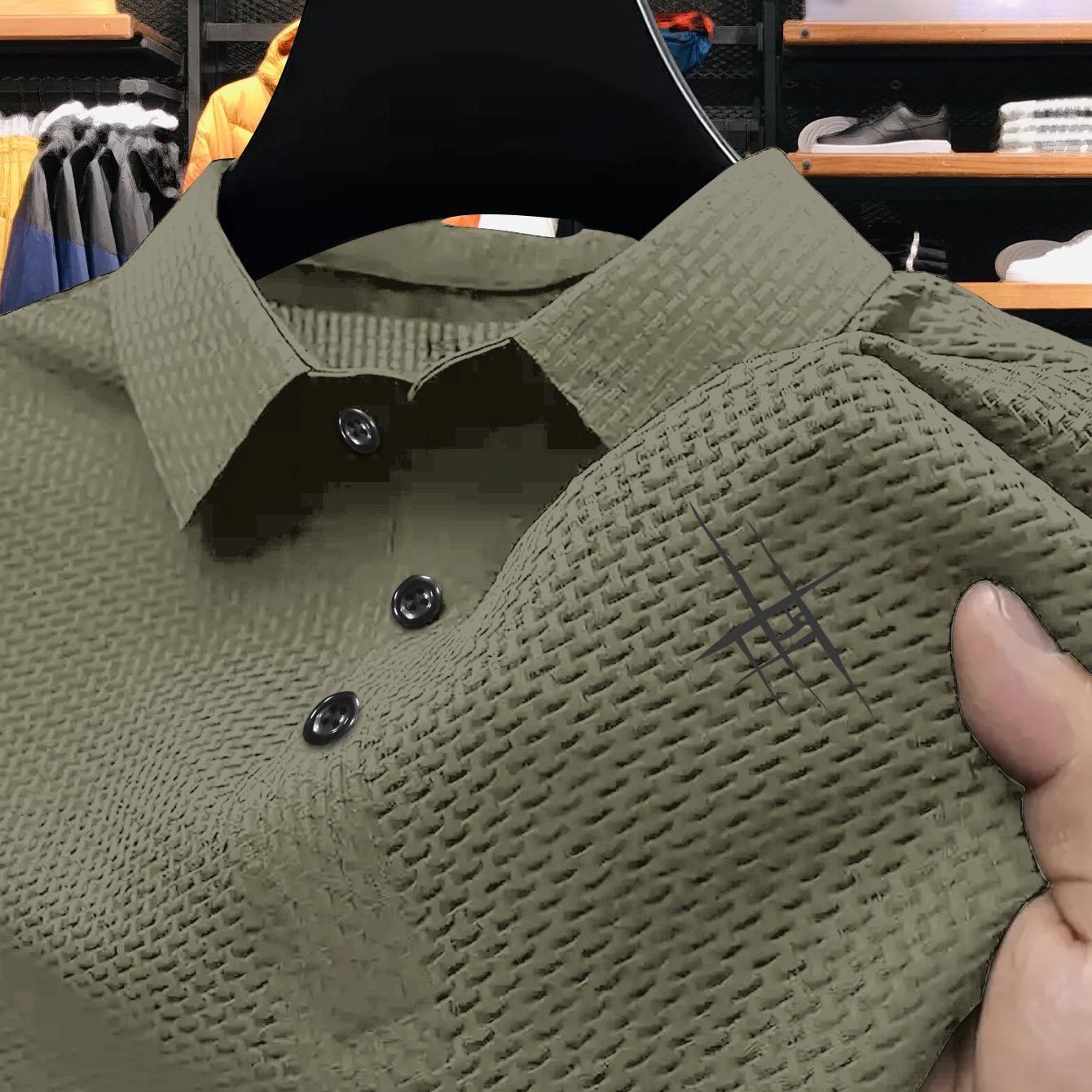 Men's Summer Shirt with Letter Print Breathable Nylon Blend Regular Fit