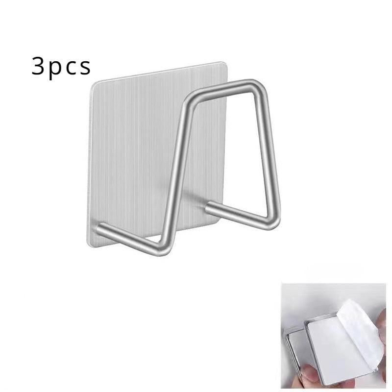 Wall-Mounted Stainless Steel Sponge Rack Kitchen Sink Drain Organizer with Shelf