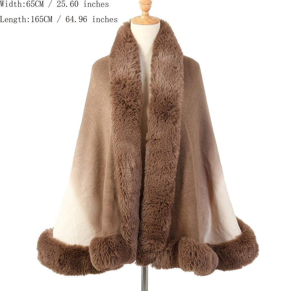 Winter Shawl Wrap Imitation Rabbit Fur Cashmere Lining 65x165cm Warm