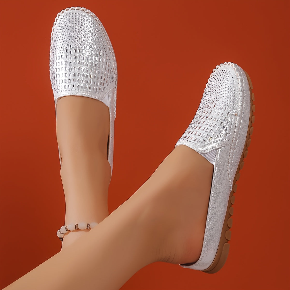 Women's Casual Outdoor Slippers Lightweight Flat Shoes with Sequin Details