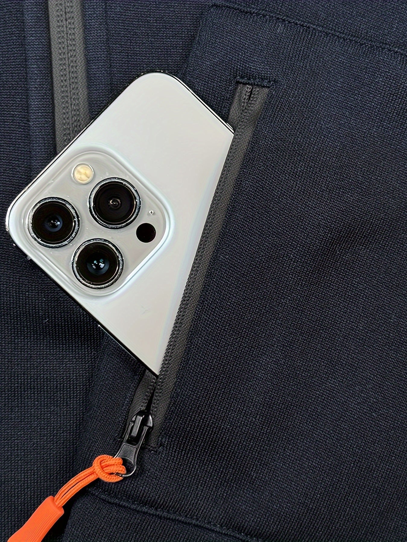 Мужская толстовка с капюшоном с флисовой подкладкой темно-синего цвета с карманами на молнии, спортивная с V-образным вырезом для осени и зимы