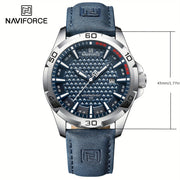 Men's Quartz Watch Carbon Fiber Dial Leather Strap Water Resistant Casual Style