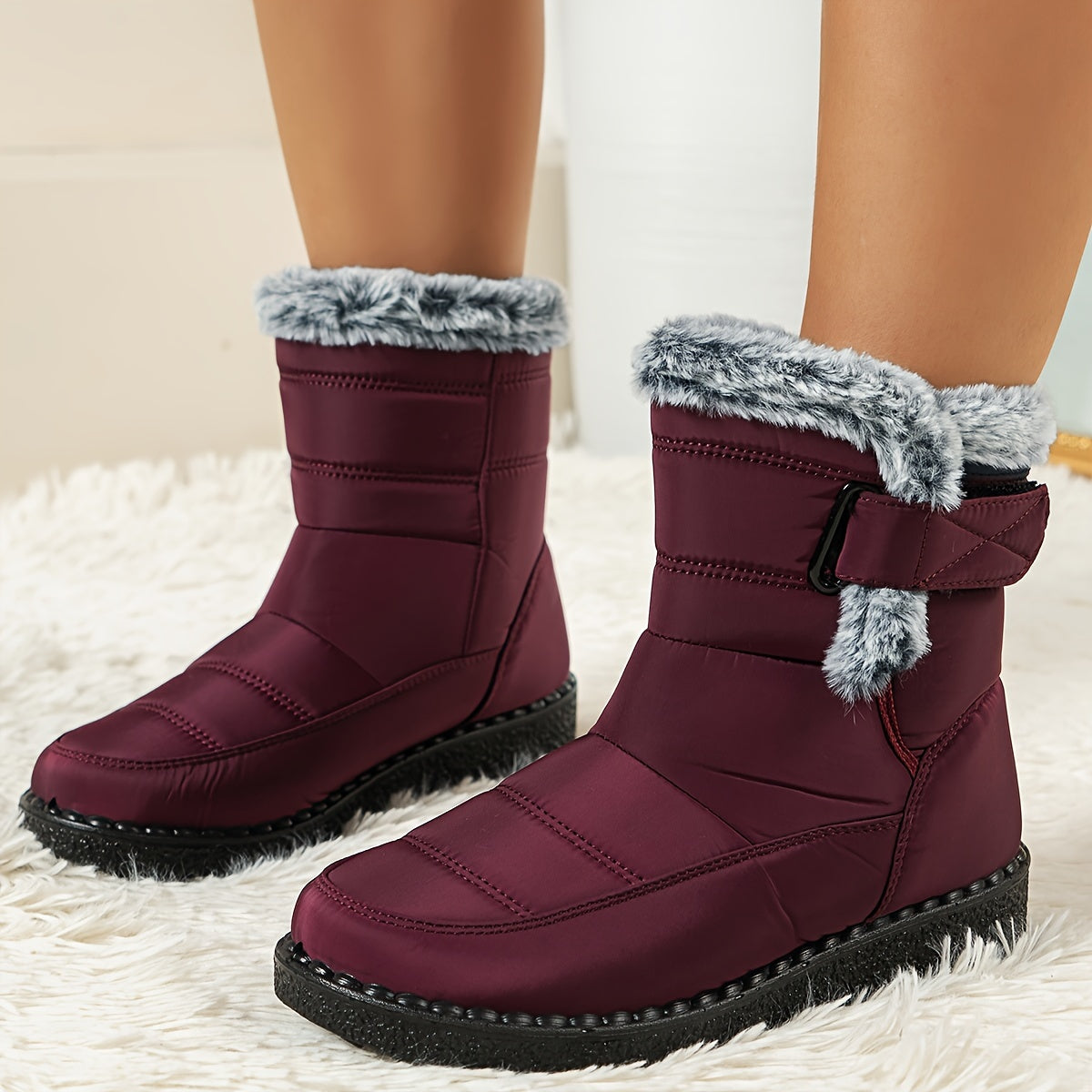 Women's Snow Boots Plush Lined Short Waterproof Winter Boots