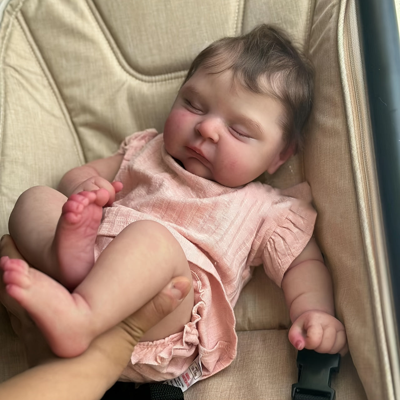 Realistic 19-Inch Reborn Baby Doll with Cloth Body and Toy Accessories Pink