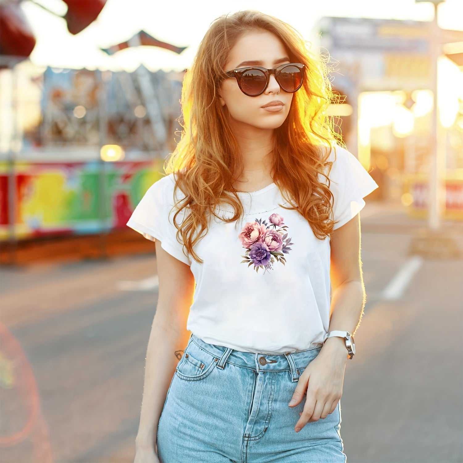 12-Piece Purple Flower and Butterfly Iron-On Transfer Stickers for Clothing and Accessories