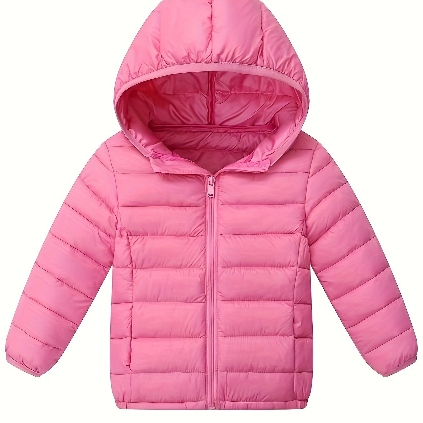 Детская легкая куртка с капюшоном для осени и зимы, однотонный цвет, полиэстер, повседневная, узкий крой