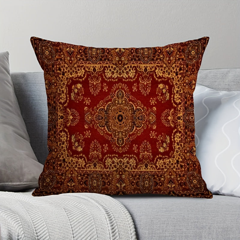 Bohemian Throw Pillow Cover Double-Sided Decorative Cushion Case 44.96x44.96 cm Polyester Zipper Closure
