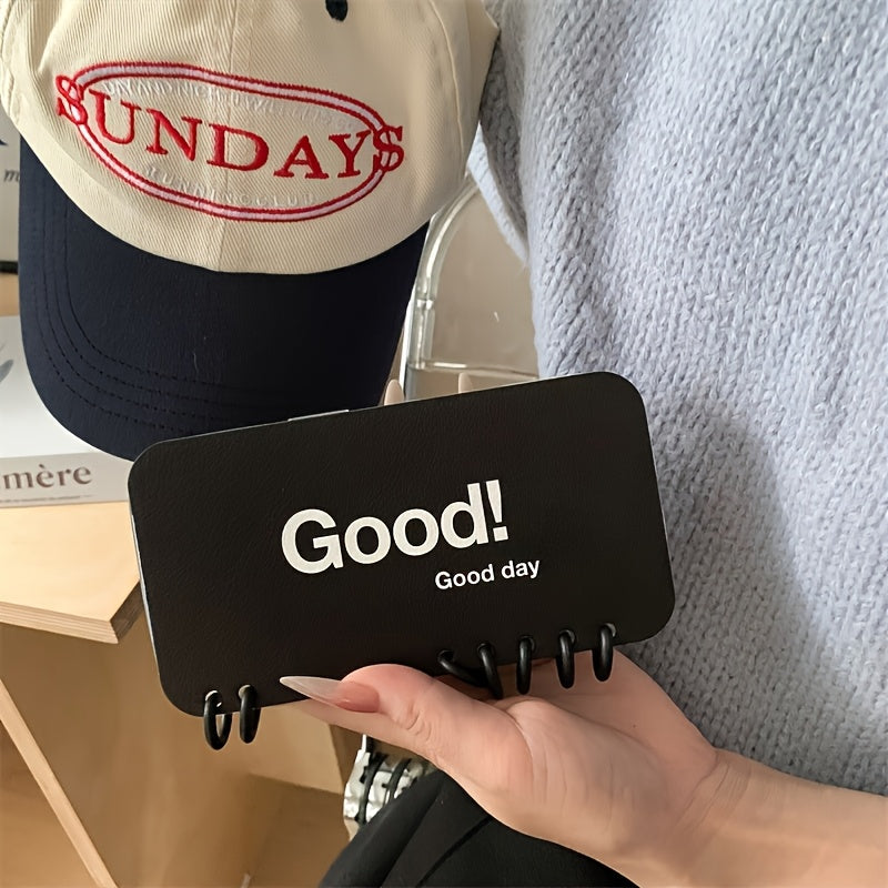 Flip Notebook Style Phone Case for iPhone with English Letters TPU Durable Protective Cover