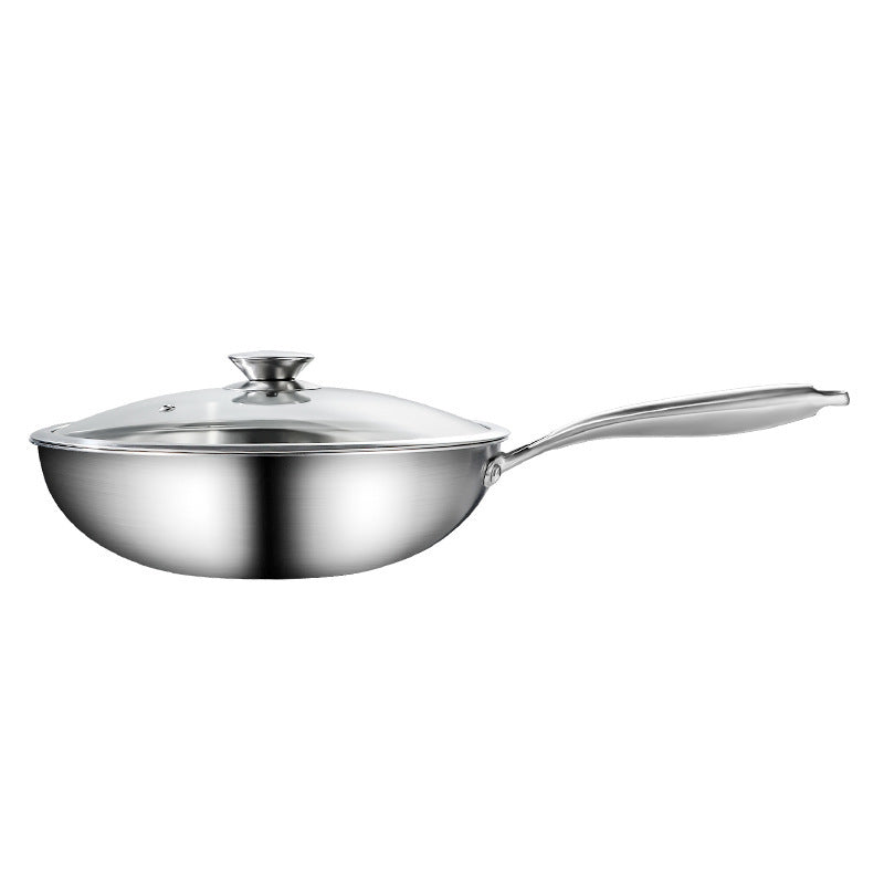 12-Inch Stainless Steel Skillet with Lid Induction Compatible Uncoated Cookware