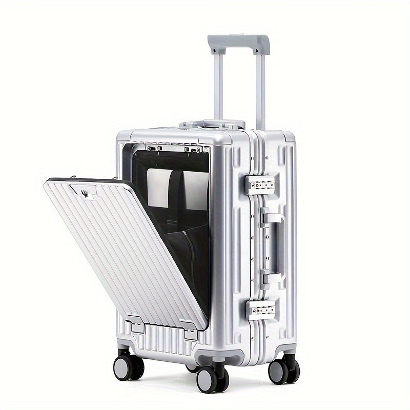Durable Hard Shell Carry-On Luggage with Aluminum Frame Spinner Wheels and Combination Lock