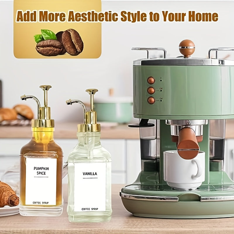 2 Pack 500ml Square Glass Dispenser Bottles for Syrup Milk Tea Soap White